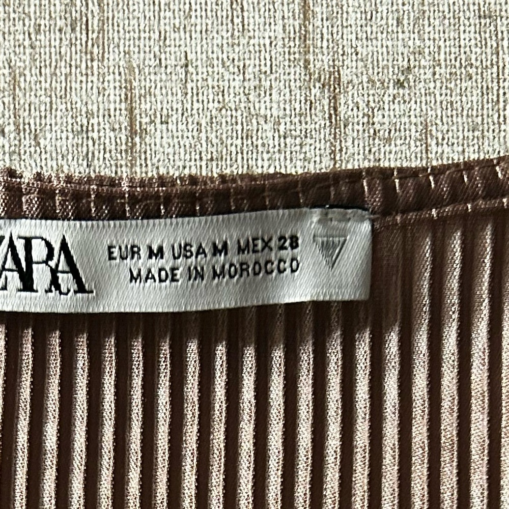 Zara Taupe Ribbed Knit Top